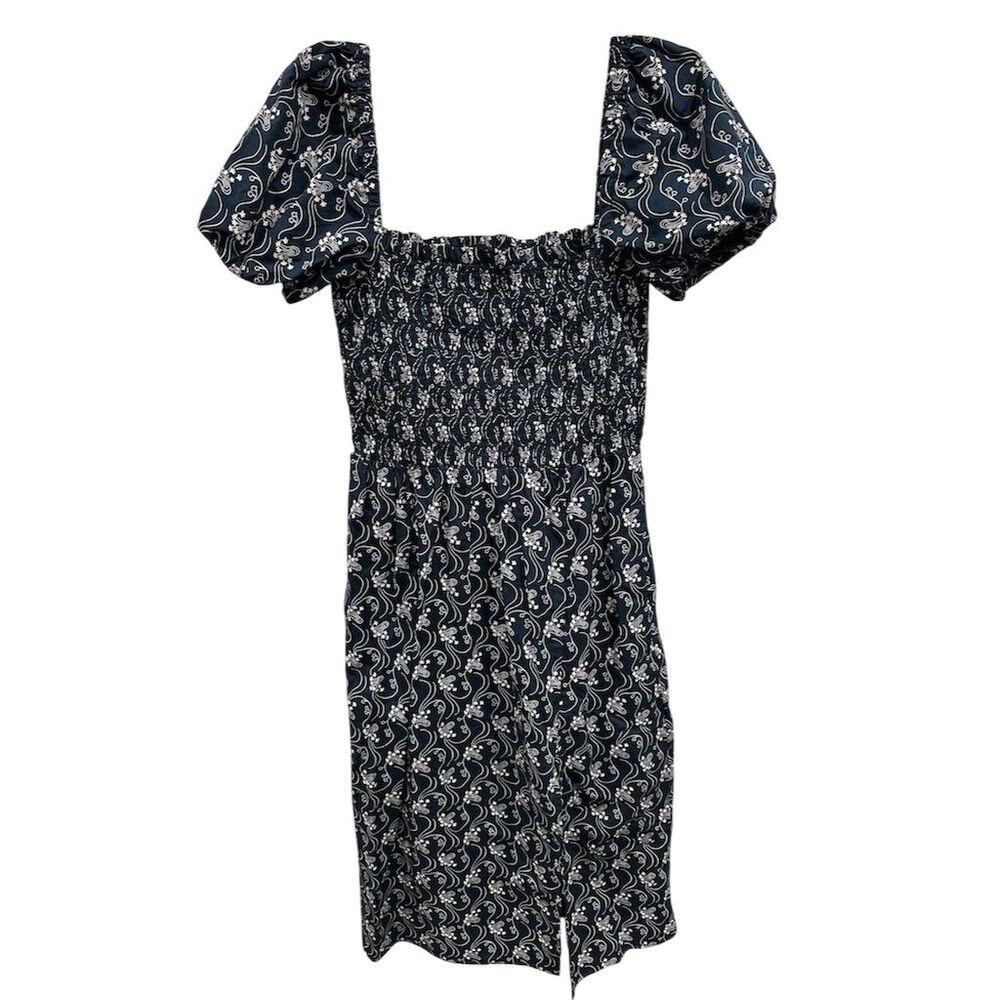 J. Crew Navy and White Midi Dress